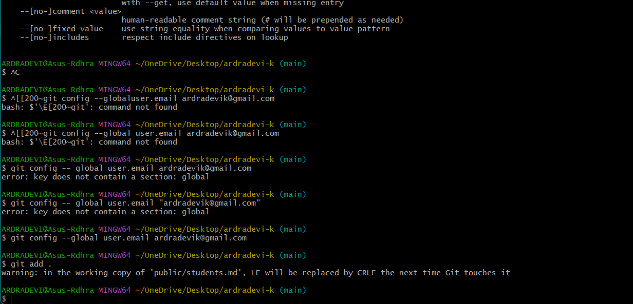 Adding the git after editing